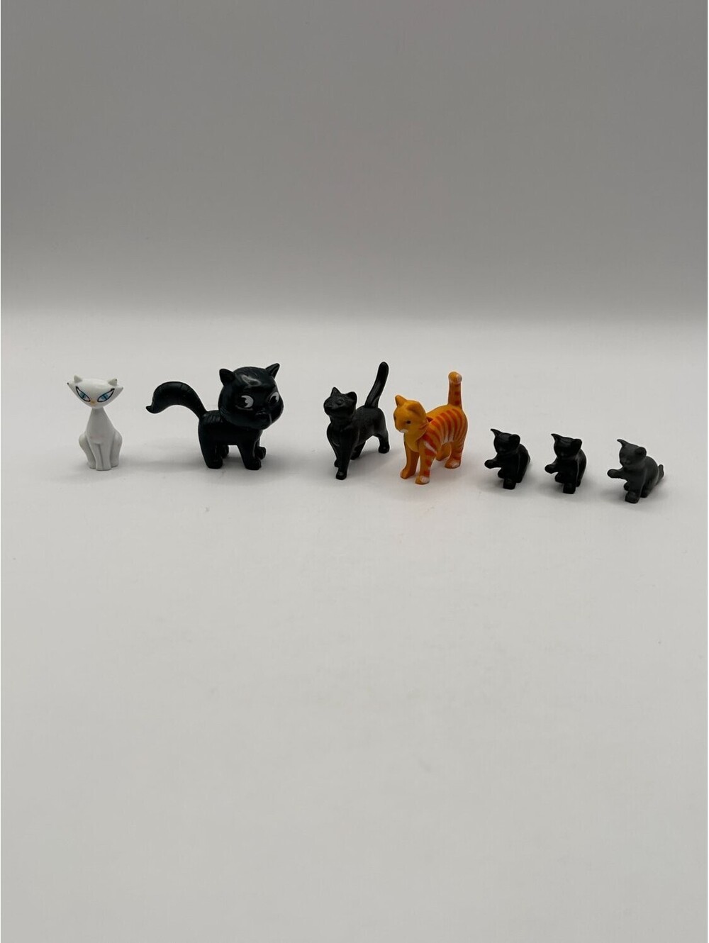 Playmobil Cat Kitten Figures Lot of 7 Dollhouse Pets Black Orange Tabby White